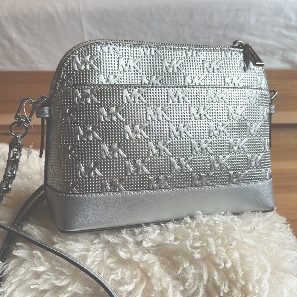 Michael Kors Metallic Silver Crossbody Bag - Picture 4 of 8